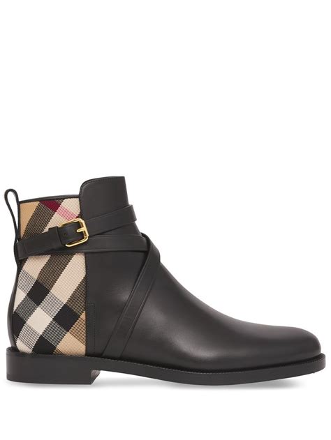 burberry buckled leather ankle boots|burberry house check boots.